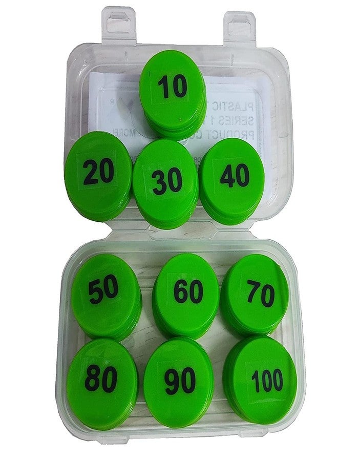 موريل عملة معدنية دائرية الشكل من البلاستيك، منقوشة بأرقام من 1 إلى 100 (31 مم)، من إنتاج شركة موريل. مناسبة للاستخدام في المتاجر، وألعاب الطاولة، والمنازل، والمدارس، وغيرها. (لون وردي). ضمان طباعة مدى الحياة. - Image 5